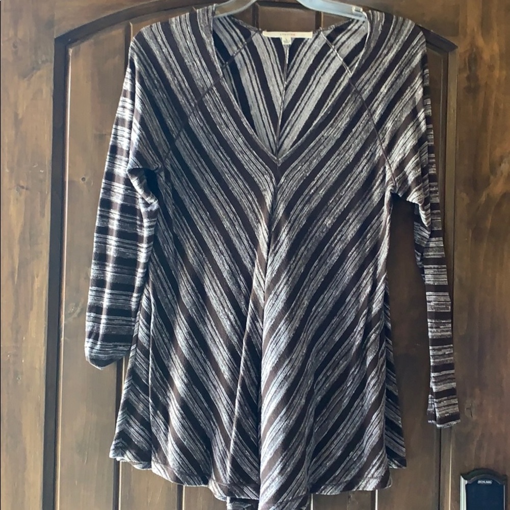 Long brown stripe tunic, large